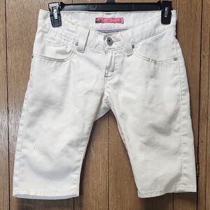 Levi's White Denim Low Rise Long Shorts
